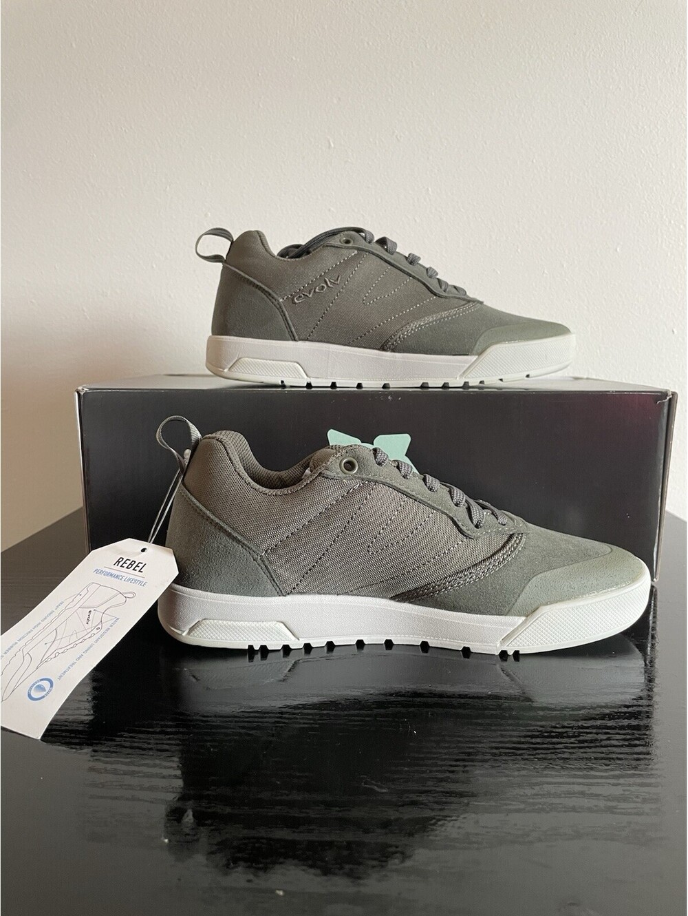 Evolv Rebel Mens 4 Womens 5 Dusty Olive Grey